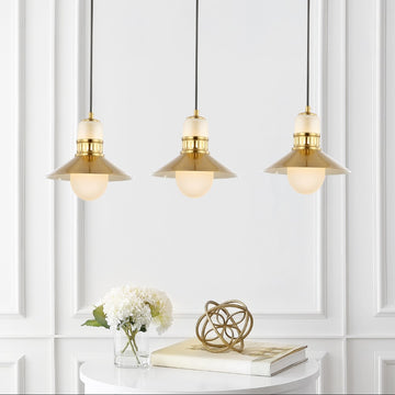 Colin Adjustable Iron/Glass Retro Hurricane LED Pendant - JONATHAN Y